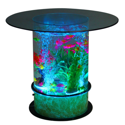 tempered glass tabletop led light changing led round aquarium table