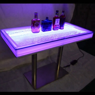 night club led bubble water table with aluminum base and glass table top