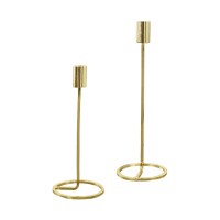 Set of 2 gold iron pillar votive candle holder for table home decor