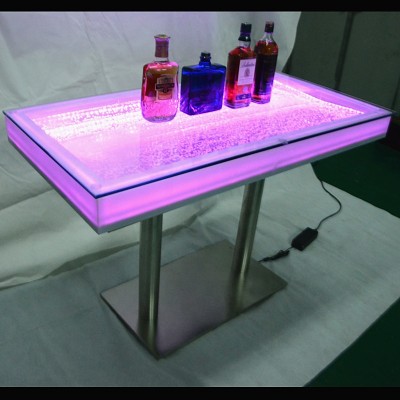 night club furniture aquarium water bubble tabletop led light wine bar table