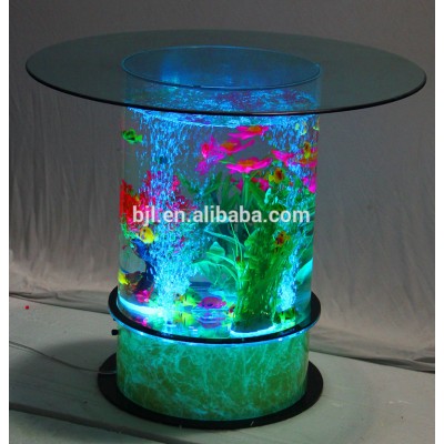 Home decor LED light aquariums water bubble table fish tank