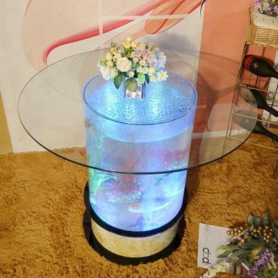 high quality led aquarium dining round table for restaurant decor